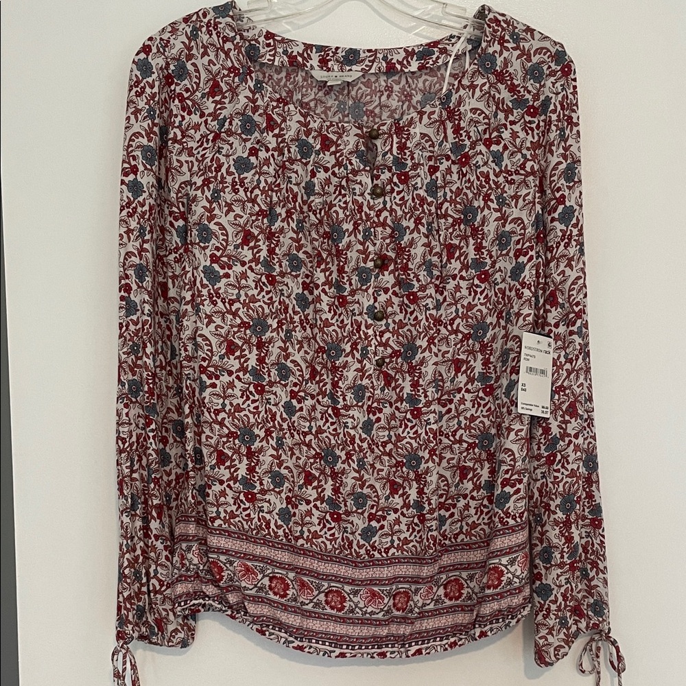 LUCKY BRAND Floral Print Women's Top - Red and Blue xs NEW